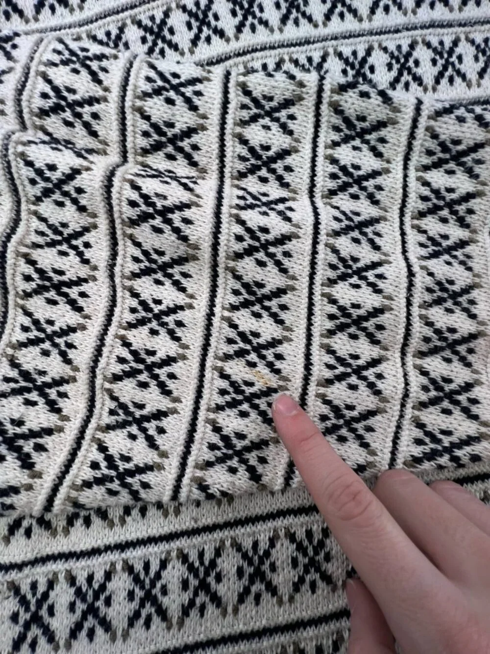 VTG Bill Blass Sweater Fair Isle Hand Framed USA Grandpa Blue White XL (1X) Men